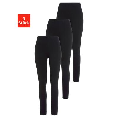 Leggings H.I.S "Damen", Damen, Gr. 56/58, N-Gr, schwarz, Single Jersey, Obermaterial: 95% Baumwolle, 5% Elasthan, unifarben, Basic, Hosen Leggings, für Sport und Freizeit