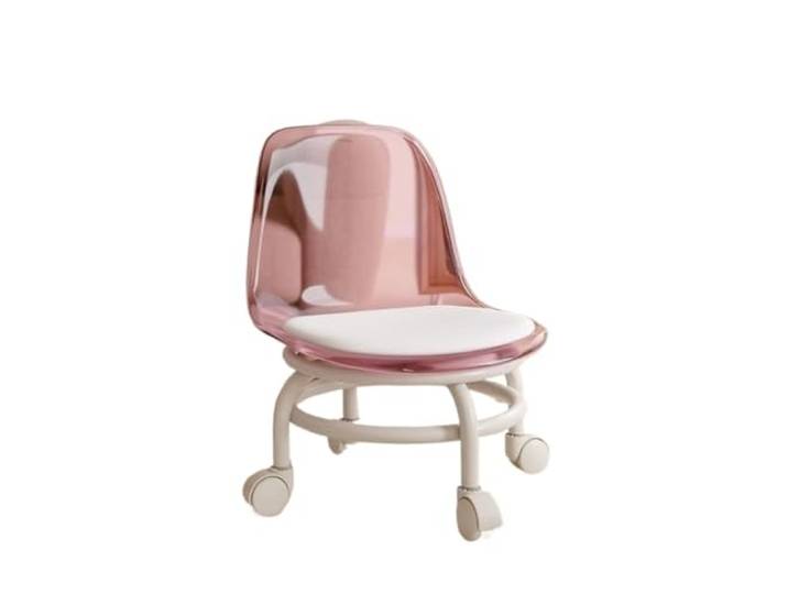 Niedriger Hocker aus Kunststoff mit leisem Universalrad, Kleiner Rollstuhl Stabil, pflegeleicht, langlebig, leicht(Pink)