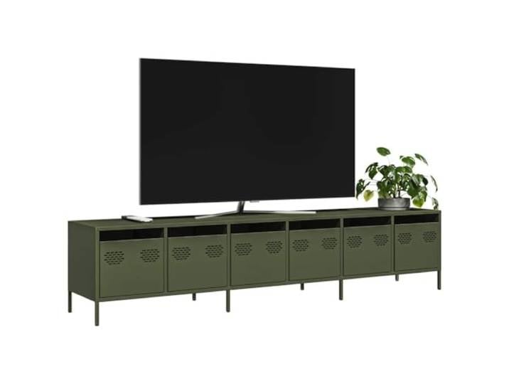 HEFZGDB TV-Schrank Olivgrün 202x39x43,5 cm aus Kaltgewalztem Stahl mit robuster Oberplatte und reichlich Stauraum für Multimedia-Geräte, Bücher und Dekoartikel, praktische