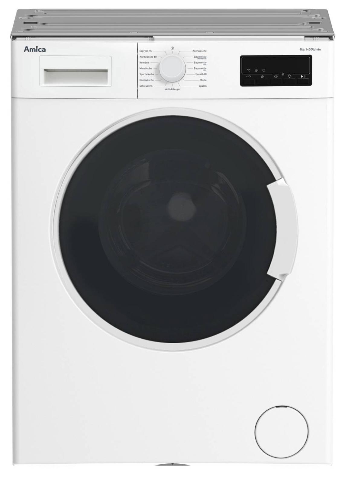 Amica UWA 484 041, Frontlader, 8 kg, B, 76 dB, 1400 RPM, A