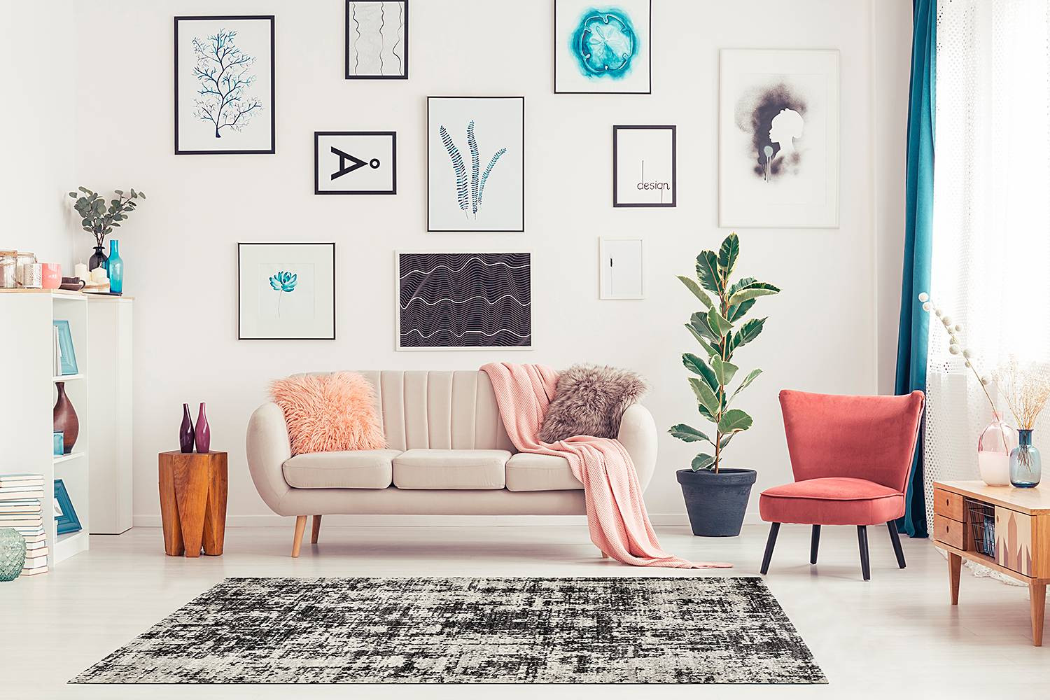 home24 Colore II In- & outdoorvloerkleed zwart geweven stof B: 160 cm, L: 230 cm