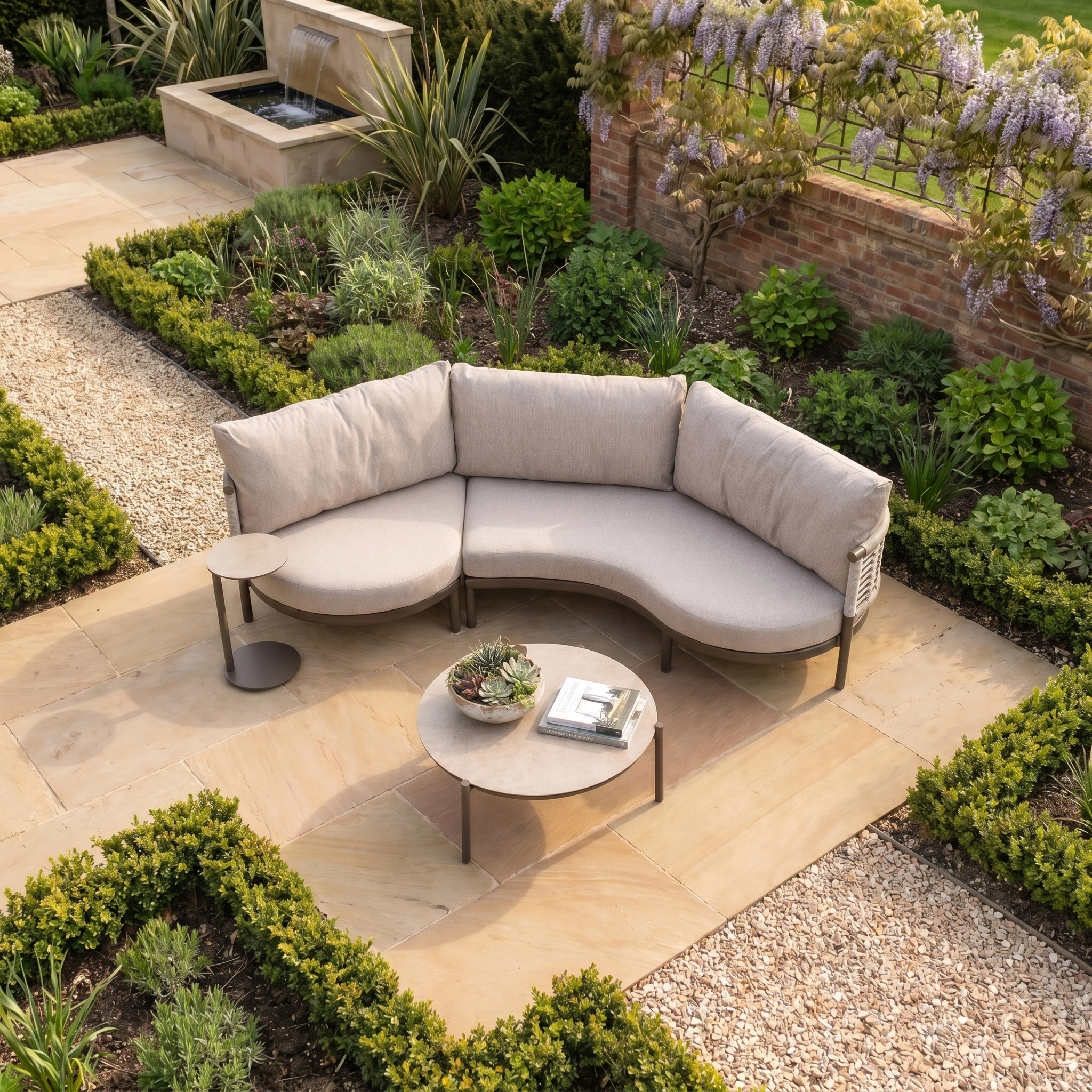 Harbour Lifestyle Sutera Curved Chaise Sofa Set in Putty