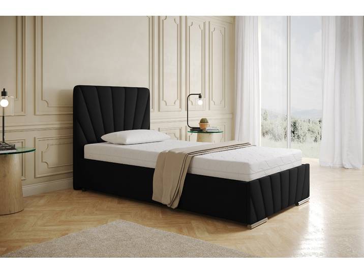 Polsterbett RAY - Komfortbett mit Stauraum, Einzelbett, Schwarz, 100x200cm, Taschenfederkernmatratze, H3