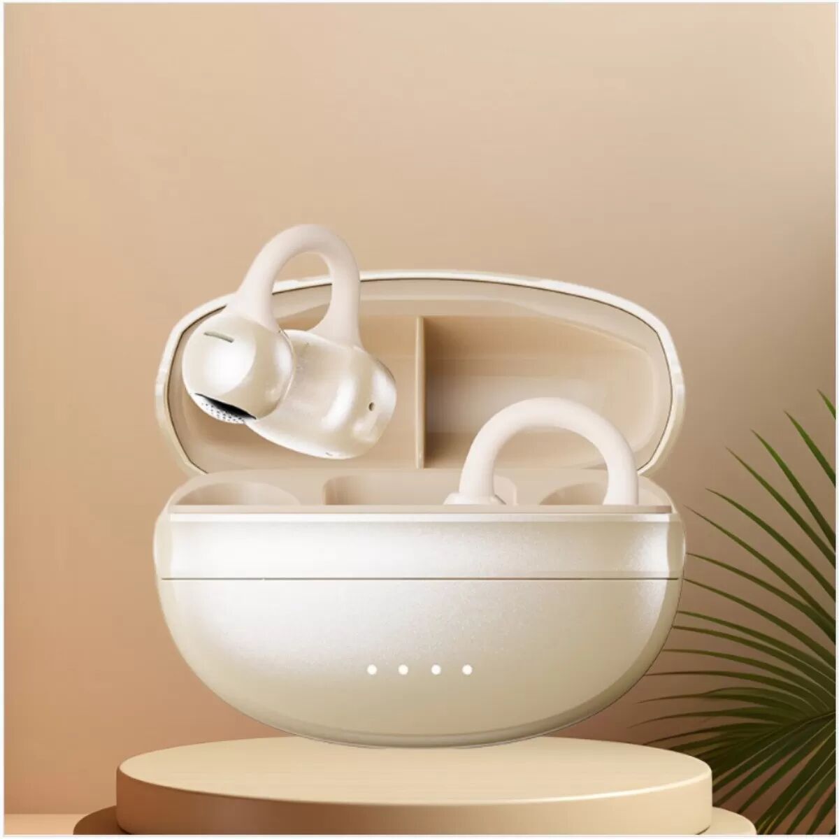 INF Écouteurs Bluetooth Open-Ear Clip avec Réduction de Bruit - Bluetooth 5.4, Driver Titane 11, Autonomie 36H Blanc