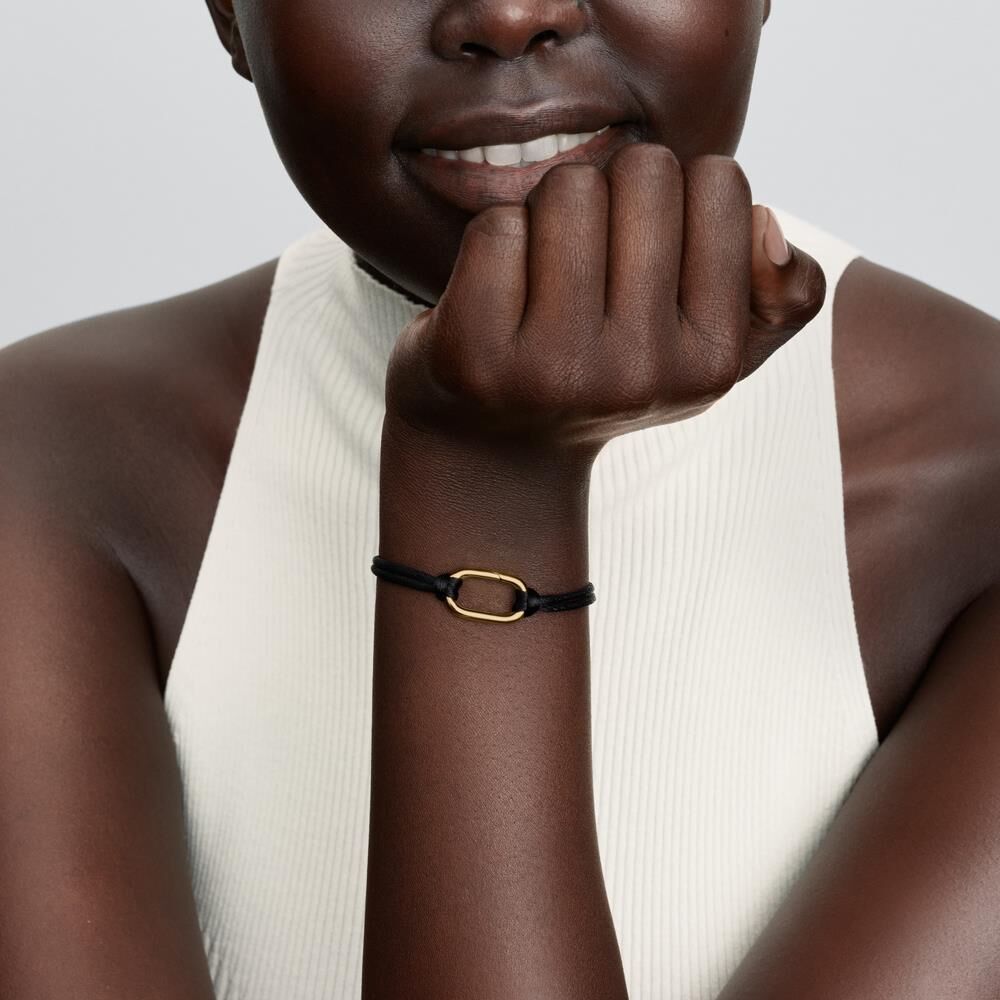 Pandora ME Textilarmband für Damen, schwarz, IP Gold schwarz
