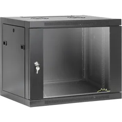 Intellinet 19" Netzwerk-Wandverteiler, werkzeuglose Montage, 9 HE, 450 mm Tiefe, schwarz (9 HE, 19 Zoll Rack), Serverschrank, Schwarz