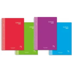 Pacsa, Heft + Block, Notizbuch Mikroperforiert 5 mm Harteinband Bunt A4 120 Seiten (4 Stücke) (A4, Harter Einband)