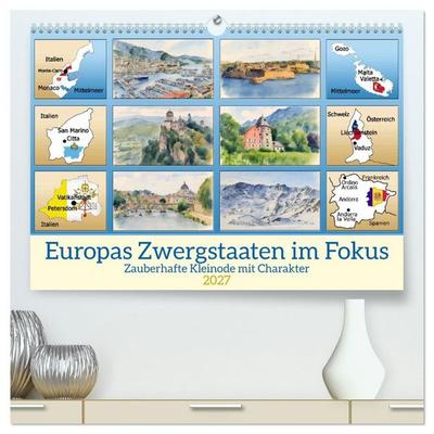 Europas Zwergstaaten im Fokus (hochwertiger Premium Wandkalender 2027 DIN A2 quer), Kunstdruck in Hochglanz