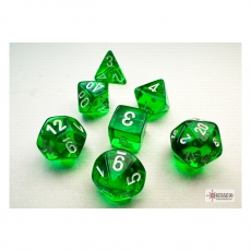 Chessex Würfel - MINI Translucent Green/white (7-Mini-Würfelset) 296753