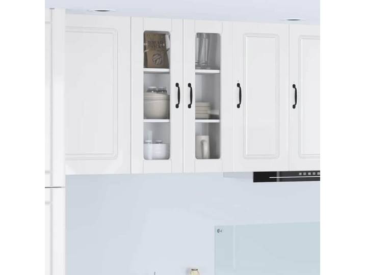 Meuble mural en verre design polyvalent {1 pièce} Cadre durable PORTO Blanc brillant 60x31x80 cm fcv40l