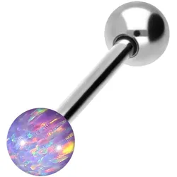 Chirurgenstahl Barbell SYNTHETISCHER OPAL + CHIRURGENSTAHL-KUGEL