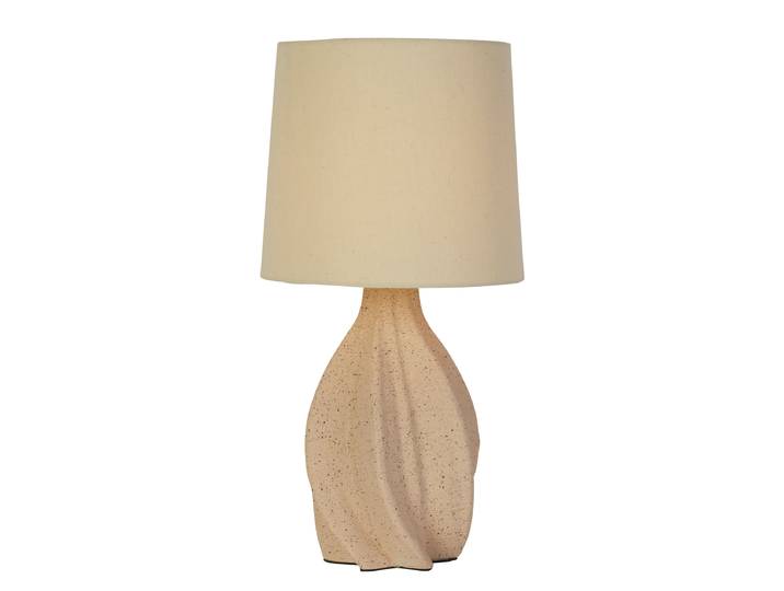 Tischleuchte Twist 23 x 46 x 23cm Weiß/Beige Leinen E14
