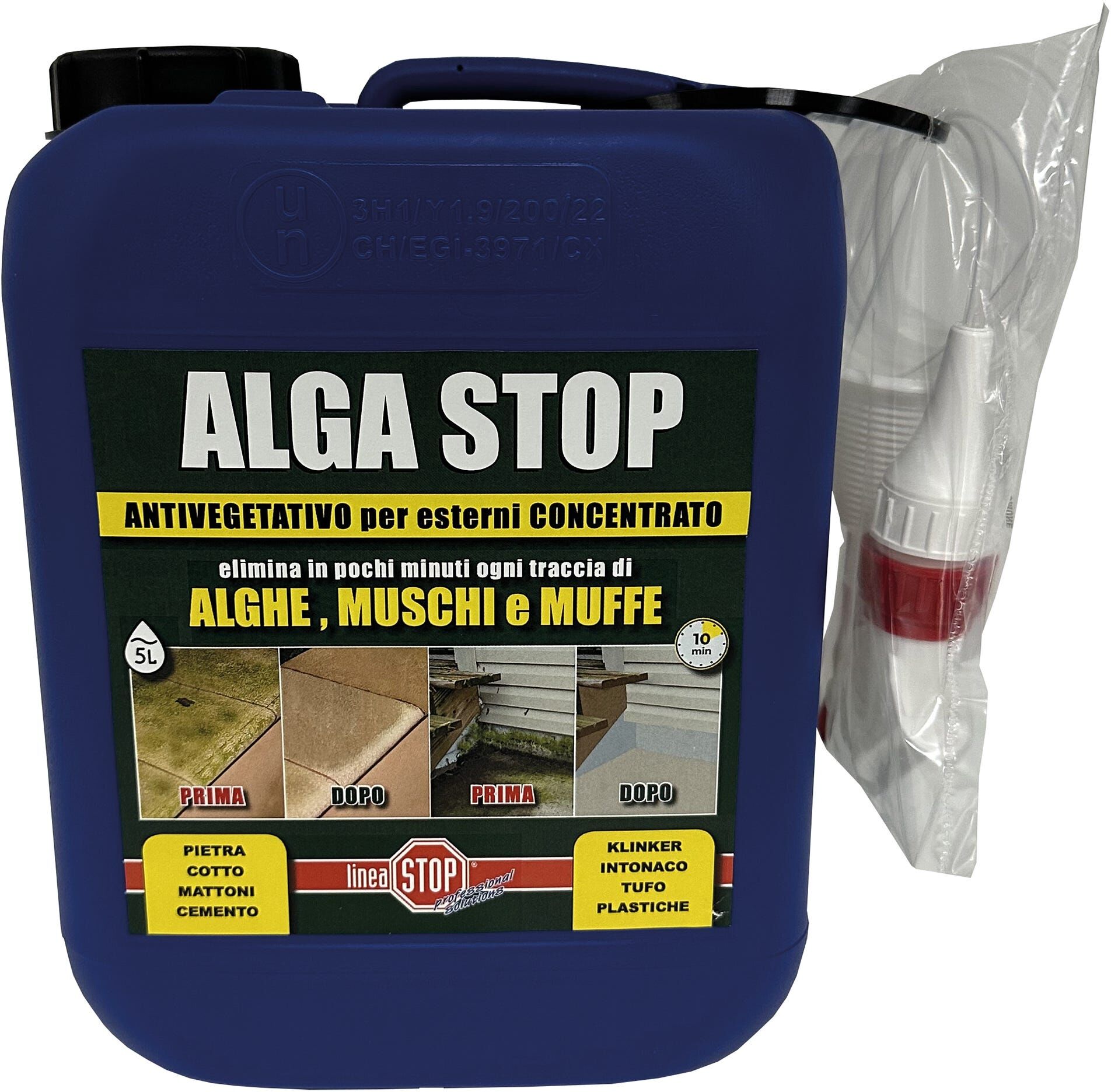 Linea_stop DETERGENTE ALGA STOP DIXI 5l PER ESTERNI ANTIMUSCHIO ANTIMUFFA ANTIALGA CON EROGATORE