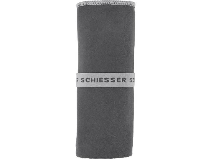 Sporthandtuch SCHIESSER Mario aus Mikrofaser , grau, B:80cm L:130cm, Microfaser, Mikrofaser, Handtücher, Sporthandtuch, mit Kontrastsaum und Logo-Print