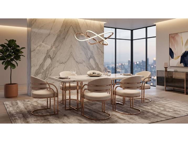 JVmoebel Esszimmer-Set Modernes Esszimmer Set Esstisch Tisch 6x Stuhl Speisegruppe Holz Neu, (7-St., 7-tlg)