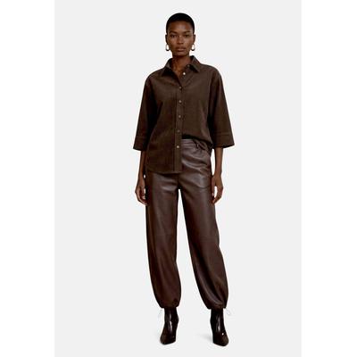 Schlupfbluse ZERO "Damen gerader Schnitt", Damen, Gr. 34, braun (schwarz coffee), Cord, Obermaterial: 100% Polyester, Strukturmuster, lässig geschnitten normal, Blusen Schlupfbluse