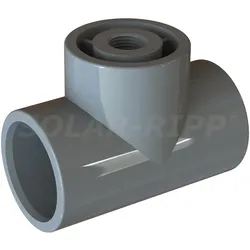 PVC-T-Stück 50mm mit Innengewinde-Abgang, 1/2 Zoll