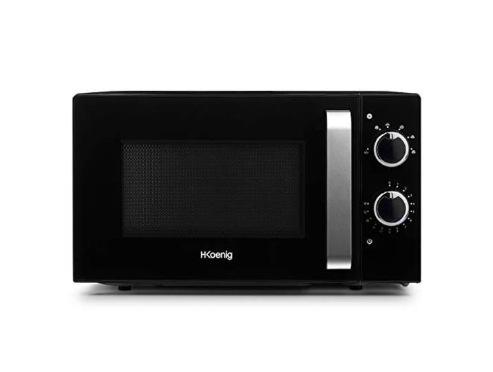 H.Koenig VIO8 Mikrowelle 20L Schwarz, Compact Design, Leistungsstark 700 W, Drehteller 24,5cm, Multifunktion 5 Heizstufen, Auftaufunktion, Timer bis 30 min.