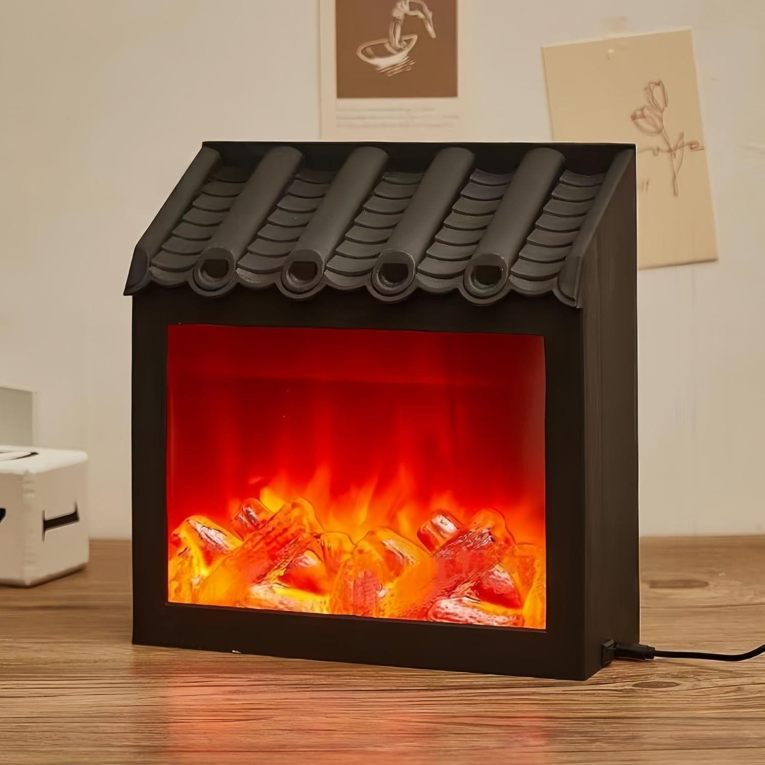 Gesimuleerde LED Open Haard Lantaarn, USB & Batterij Aangedreven
