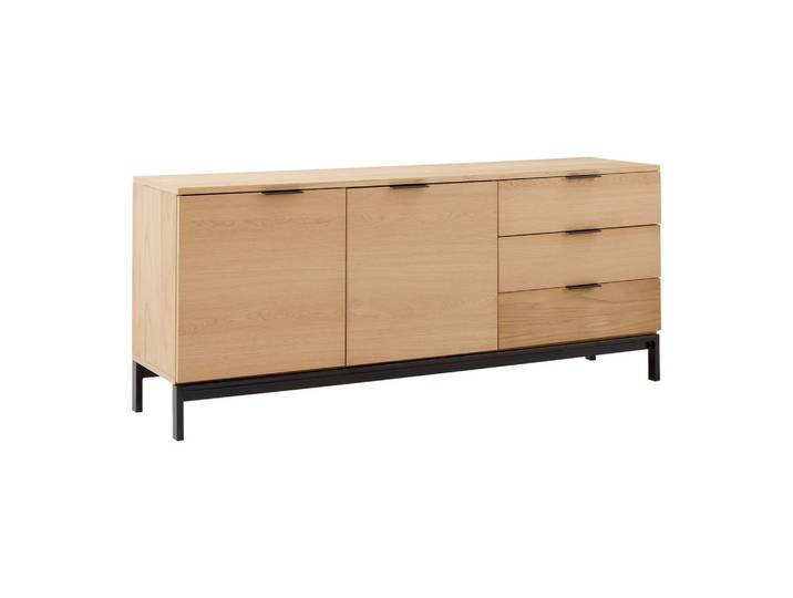 Sideboard Sebastian Naturfarben/Schwarz Echtholz