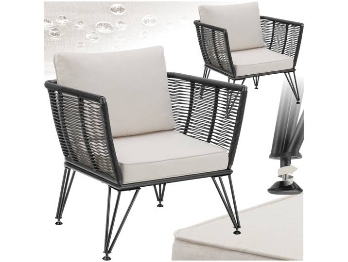 Lot de fauteuils de jardin en résine tressée SUNDO - Lot de 2