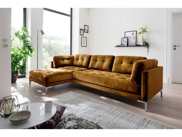 OTTO home Ecksofa Landau L-Form, in Cord-Stoff mit Metallfuß