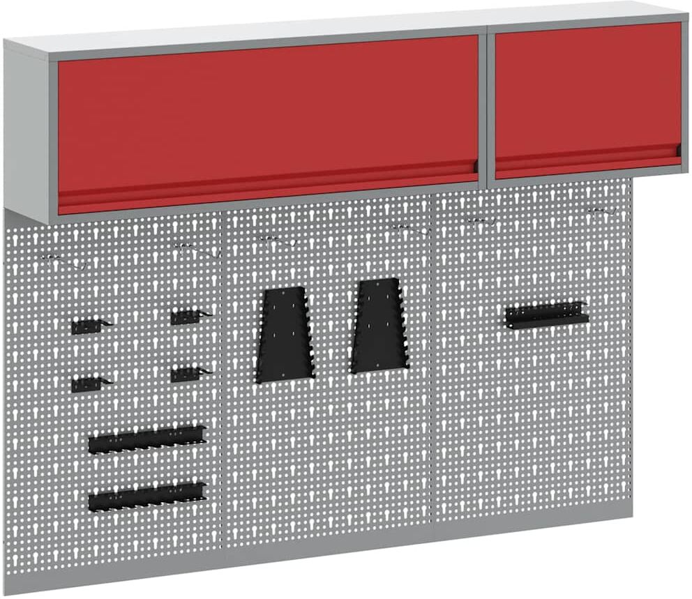 vidaXL Ensemble d'armoires à outils avec étagère 5 pièces Rouge