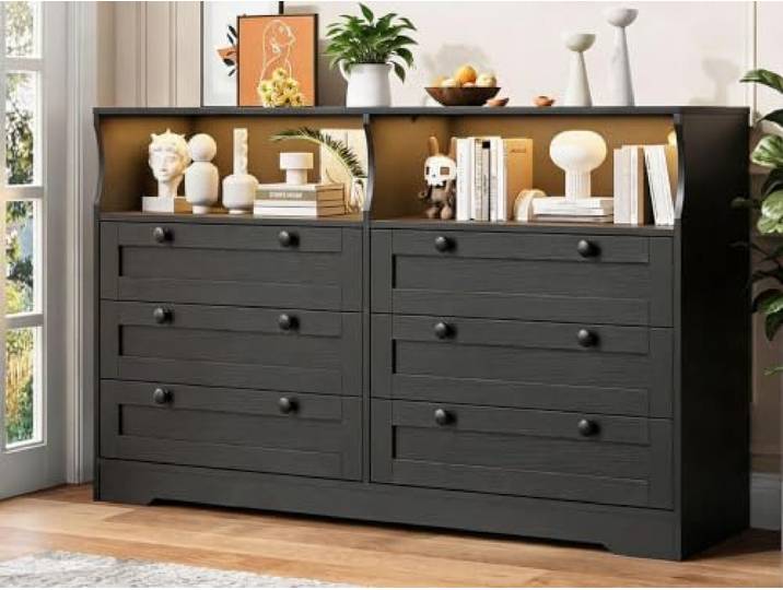 GarveeHome 6 Schubladen Kommode TV Schrank Wohnzimmer