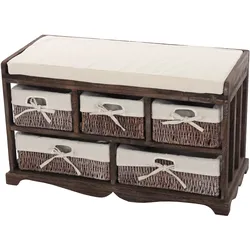 Kommode und Sitzbank mit 5 Schubladen, 45x77x36cm, Shabby-Look, Vintage ~ braun