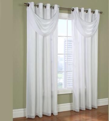 Commonwealth Home Fashion, Inc Rhapsody Thermavoile Grommet Crescent Valance 36 x 19, 36 x 19, White