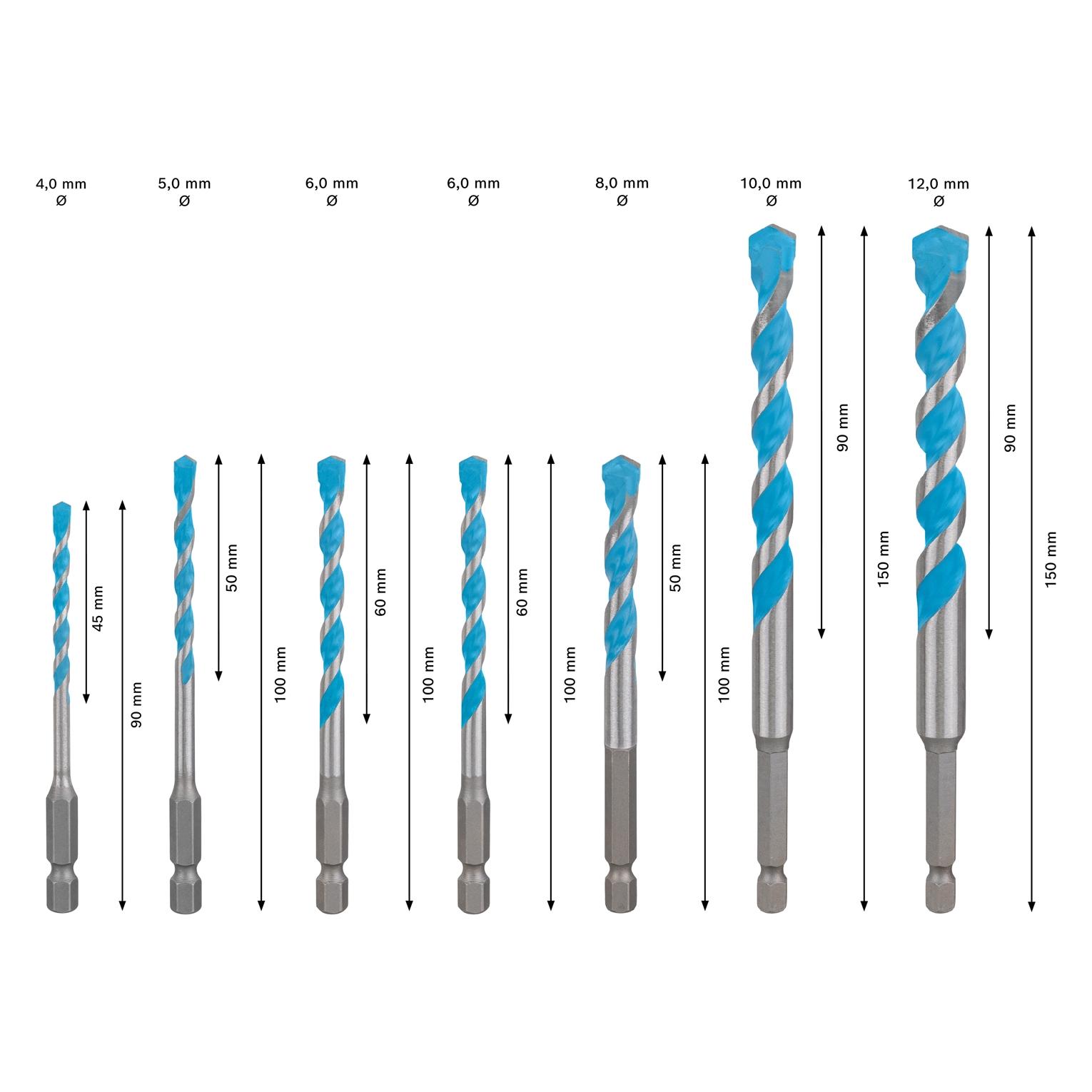Bosch Professional Zubehör Expert HEX-9 Multi Construction Bohrer-Set (10 Millimeter, 12 Millimeter, 4 Millimeter, 5 Millimeter, 6 Millimeter, 8 Millimeter) (2608902370)
