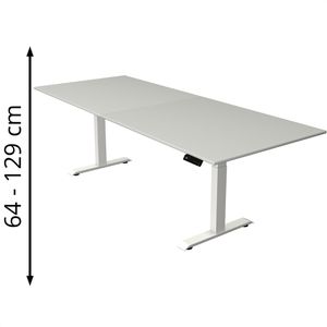Kerkmann Schreibtisch Move 4, lichtgrau / weiß, elektrisch höhenverstellbar, 250 x 64-129 x 100 cm