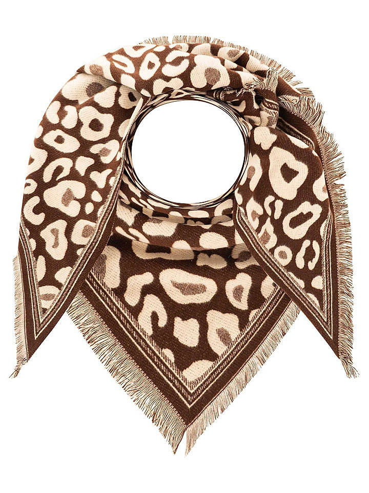 Zwillingsherz Dreieckstuch "Leo Fransen Kante" in Braun - (L)170 x (B)95 cm - onesize