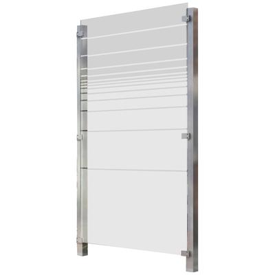 Zaun STAKET PRO, silber (silberfarben), Pfosten: 2 Stk., Edelstahl, Glas, Zaunelemente, Glaszaun, Gesamtlänge: 1,21 m, 2 Pfosten