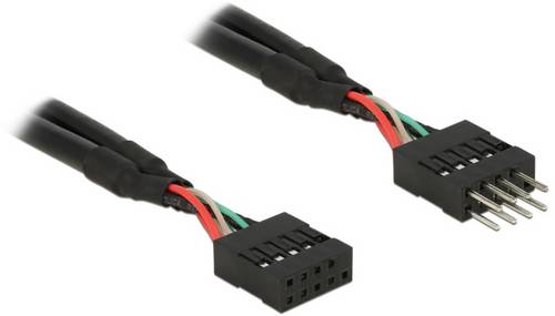 Delock USB-Kabel USB 2.0Pfostenstecker 10pol., USB-Pfostenbuchse 0.25m Schwarz 83873