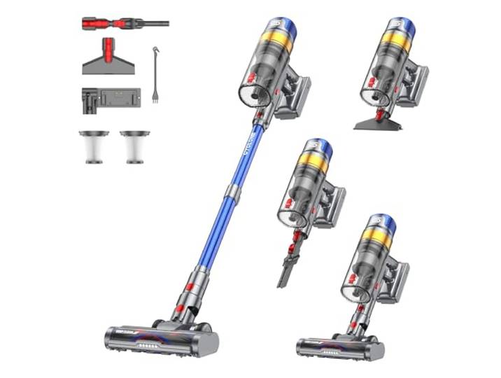 Sulean X8 Aspirateur Balai sans Fil\, 48Kpa/580W/70Min Aspirateur sans Fil Puissant avec Écran Intelligent\, Anti-Emmêlement\, 1\,6L Capacité Aspirateur Balai pour Tapis\, Sols Durs et Poils d'animaux