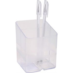 Exacompta Stiftehalter Pen-Cube, 67723D, Recycling-Kunststoff, 2 Fächer, kristall