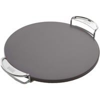 CRAFTED Glasierter Grillstein 8861, rund, Pizzastein grau