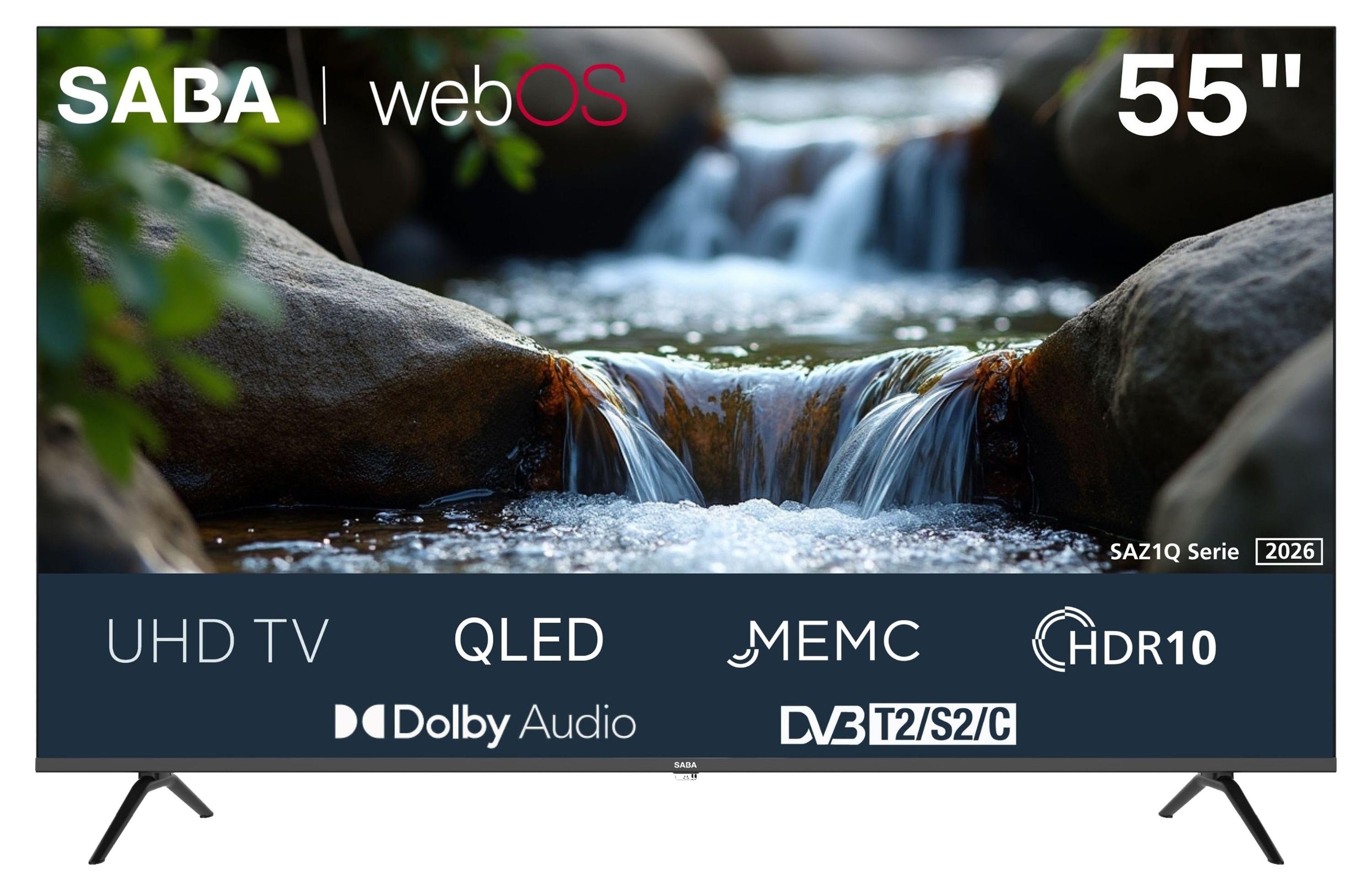 SABA SA55Z1QU QLED Fernseher 55 Zoll Smart TV webOS 4K UHD Auflösung HDR Triple-Tuner Bluetooth 2026