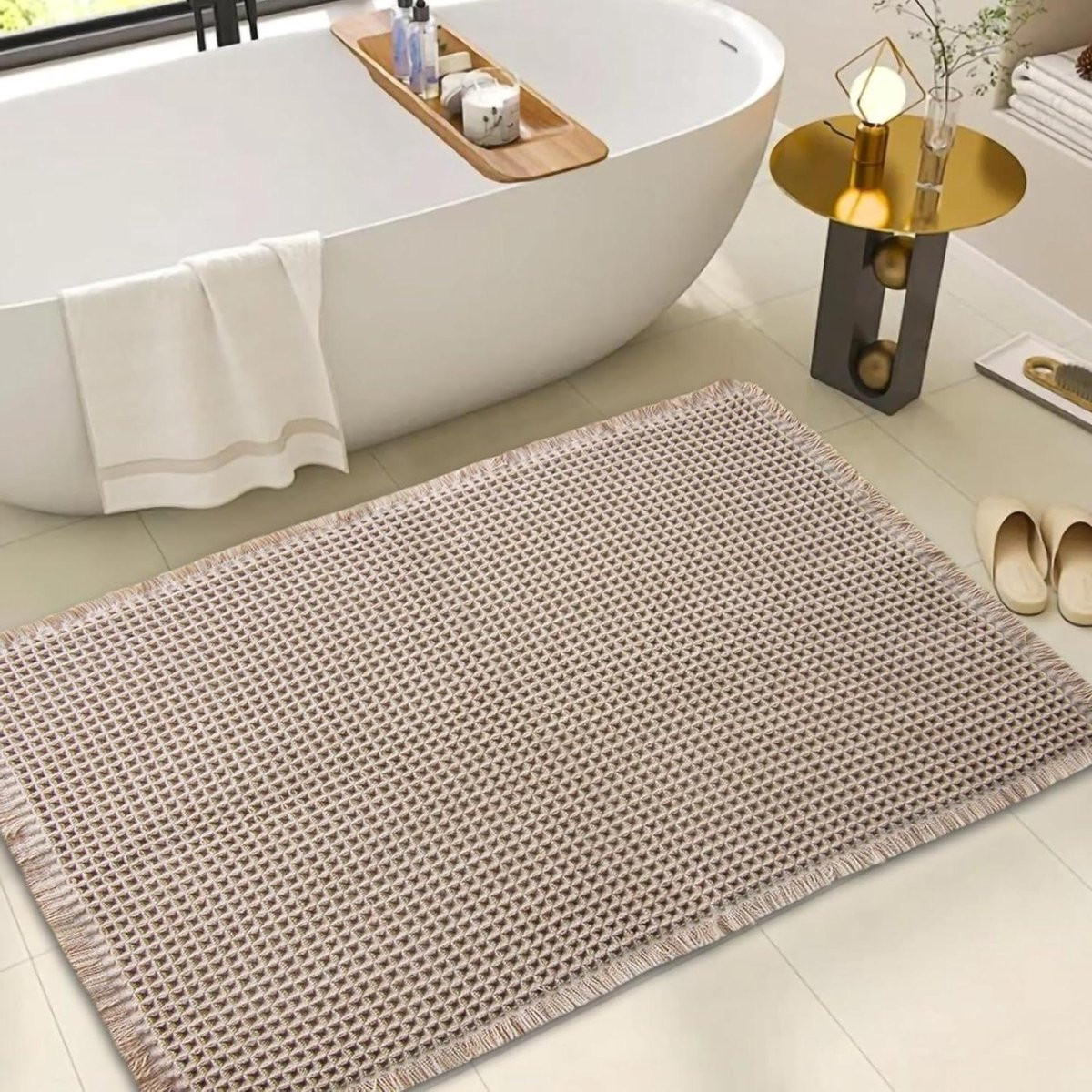 Badmat Wafel Douche Comfort Super Absorberend - Bruin - 61 x 91 cm