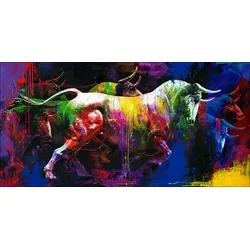 Originalbild COLOURFUL BULL II (BHT 180x90x4 cm) - bunt - BHT 180x90x4 cm