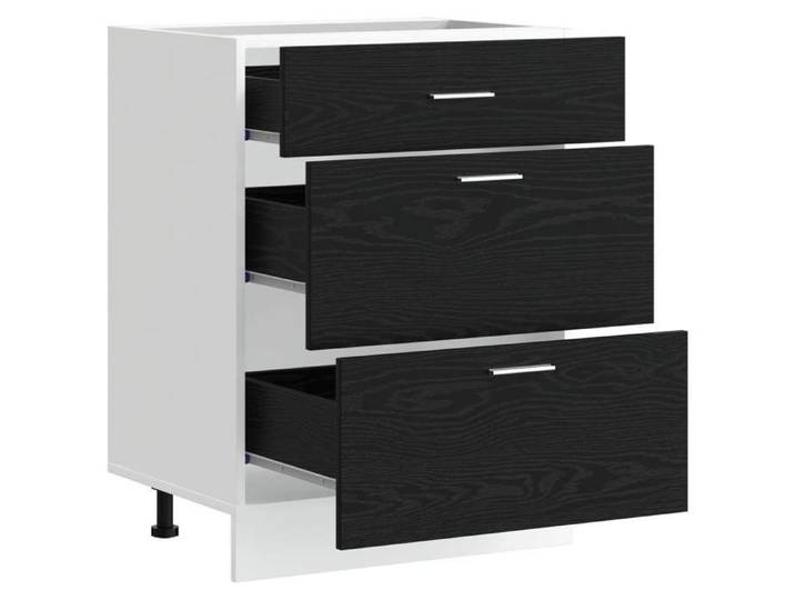 Noir Cabinet cuisine CHIC Meuble bas de cuisine - (1 PC) - avec tiroir Chêne noir 60x46x81 5 cm N7265