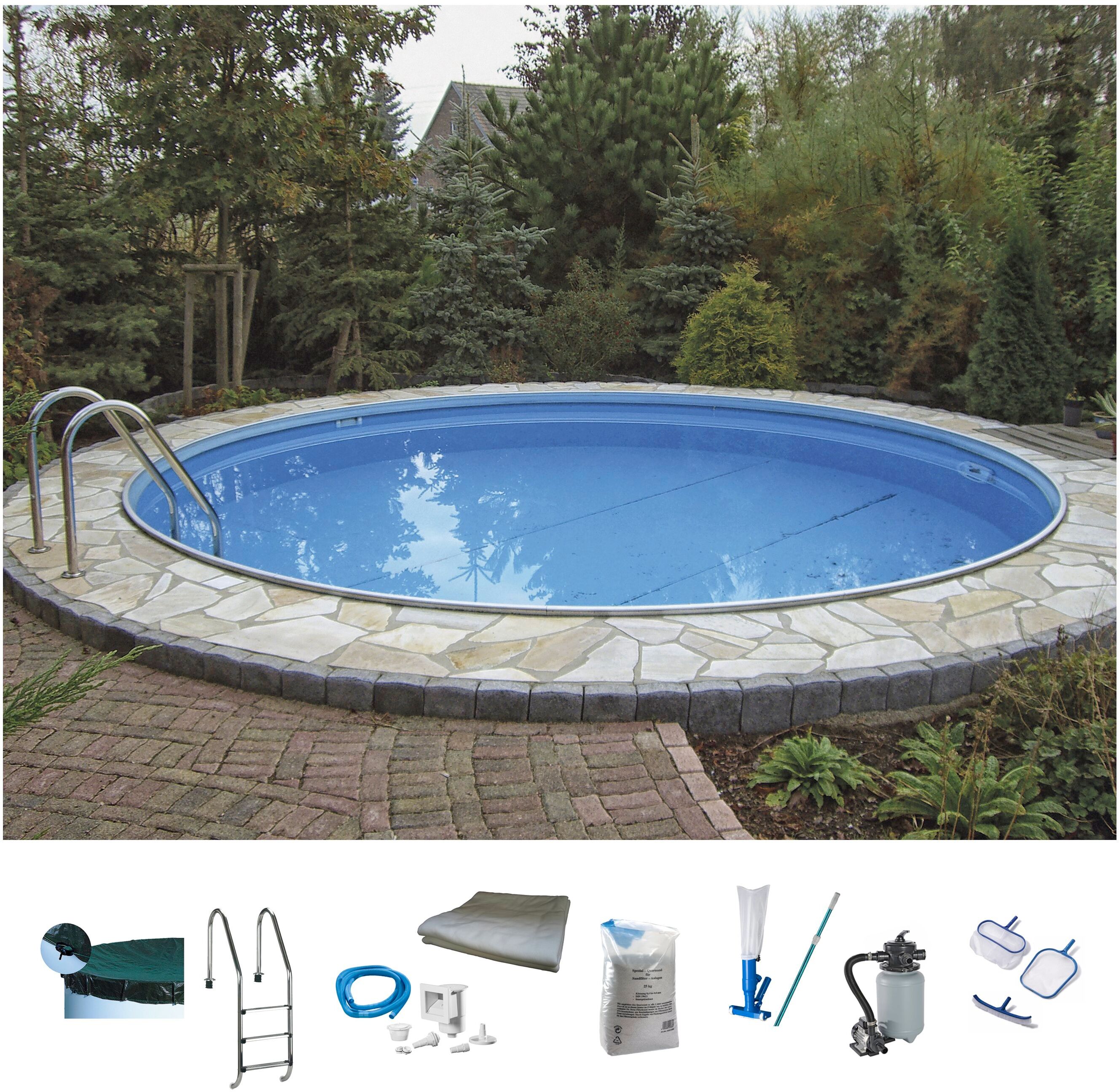 Rundpool KONIFERA "Kuba II", weiß (weiß, blau), H:120cm Ø:400cm, Schwimmbecken, Rundpool, verschiedene Größen, für den Volleinbau