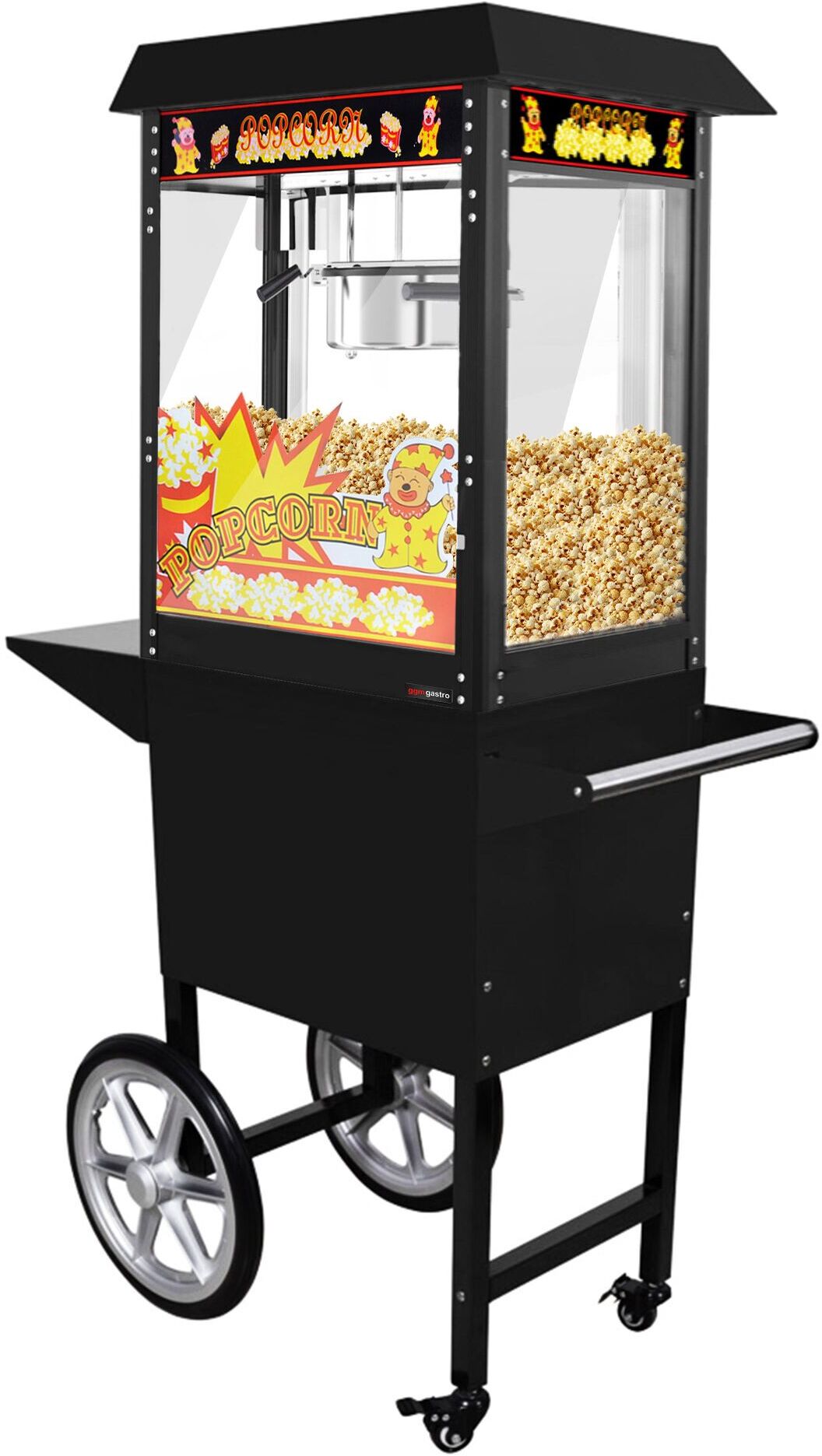 GGM Gastro Horeca Popcornmachine incl. wagen - 1,46kW - 5kg/h - met 1 ketel - zwart zwart