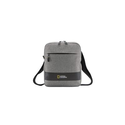 Schultertasche NATIONAL GEOGRAPHIC "SHADOW", Damen, Gr. B/H/T: 5,5cm x 26,5cm x 22cm, grau, Kunstfaser, unifarben, Taschen Schultertasche, aus recycelten PET-Flaschen