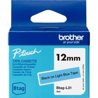 Schriftband Btag-L31 12mm, schwarz auf blau, nicht laminiert