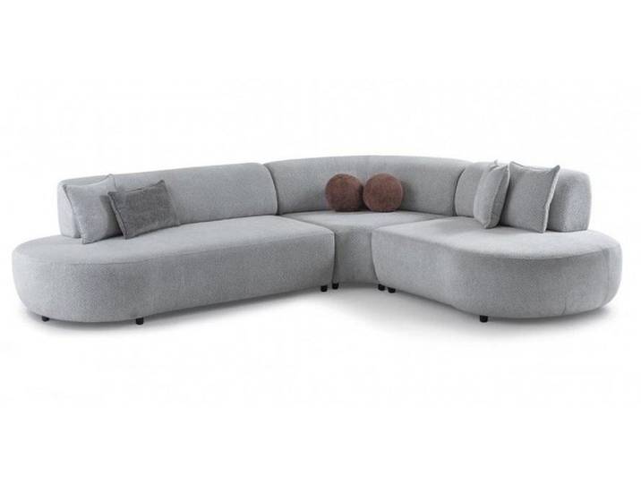 Xlmoebel Ecksofa Elegantes Graues Ecksofa Luxuriöse L-Form Polstercouch Edle Möbel, 2 Teile, Kissen mit Reißverschluss, Mit Kissen, Ottomane Links, Ottomane Rechts