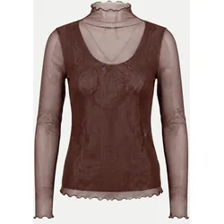 Langarmshirt mit Rollkragen 7875-Beige/Brown 42