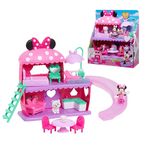 Just Play Disney Junior Minnie Mouse Speelset met twee verdiepingen, Minnie en Snowpuff figuren en 12 accessoires