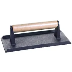 All'Grill, Grillbesteck, Fleisch- und Burgerpresse aus Gusseisen mit Holzgriff 21x11x7 cm